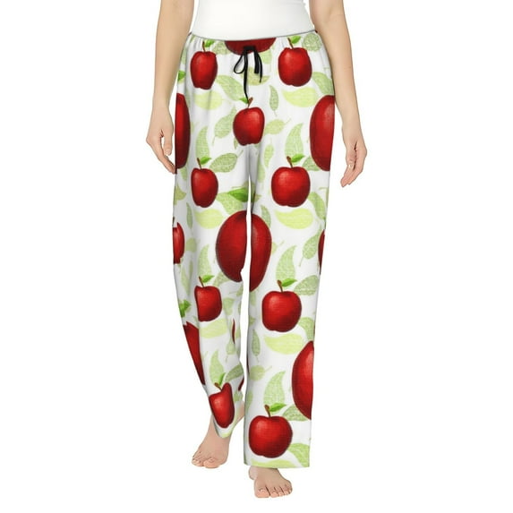 Naloa Fruit Apples Print Women’s Ultra-Soft Comfy Pajama Lounge Pants with Pockets & Drawstring