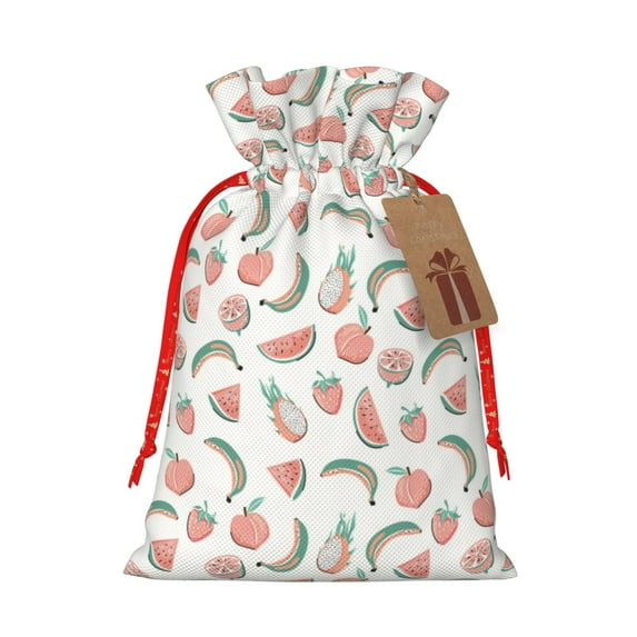 Naloa Fruit Drawstring Christmas Bags, 3D Xmas Gift Bags, Christmas Wrapping Bags, Xmas Goodie Bags, Treat Pouch Bags, Party Favor Bags-Medium