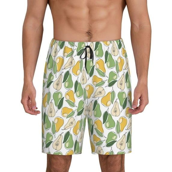 Naloa Fruit Pears Men's Short Pajama Pants, Pj Shorts, Lounge Comfort Shorts-4X-Large