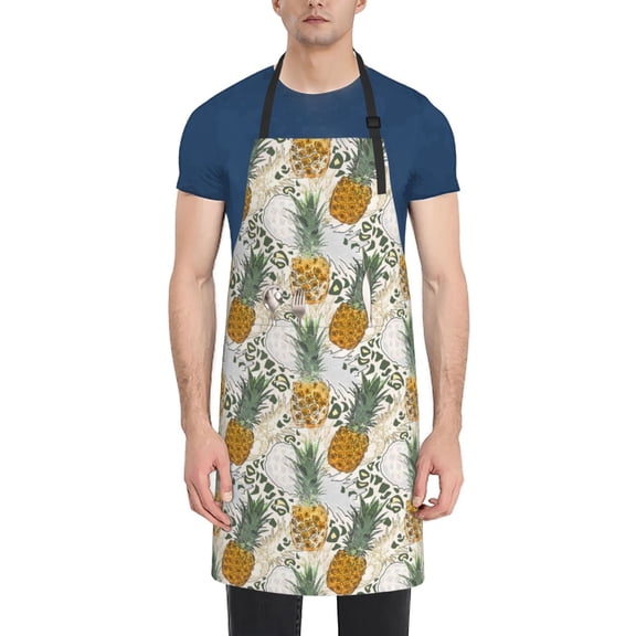 Naloa Fruit Pineapples Apron Kitchen Aprons with Pockets for Women Men Chef
