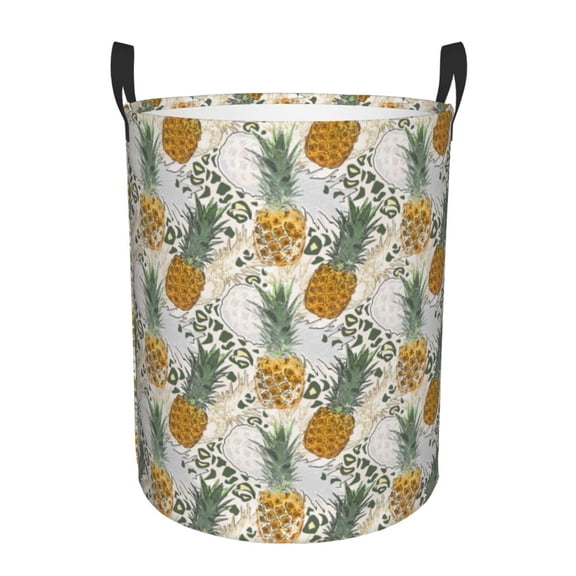 Naloa Fruit Pineapples Round Large Laundry Basket, Toy Storage for Hamper Kids Room,Toy Storage-Medium