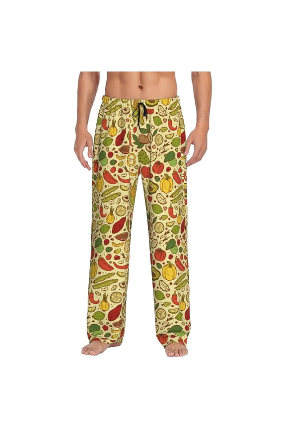 Fruits And Vegetables Pajama Pants Men, PJ Bottoms, Sleep & Lounge Pants-XX-Large