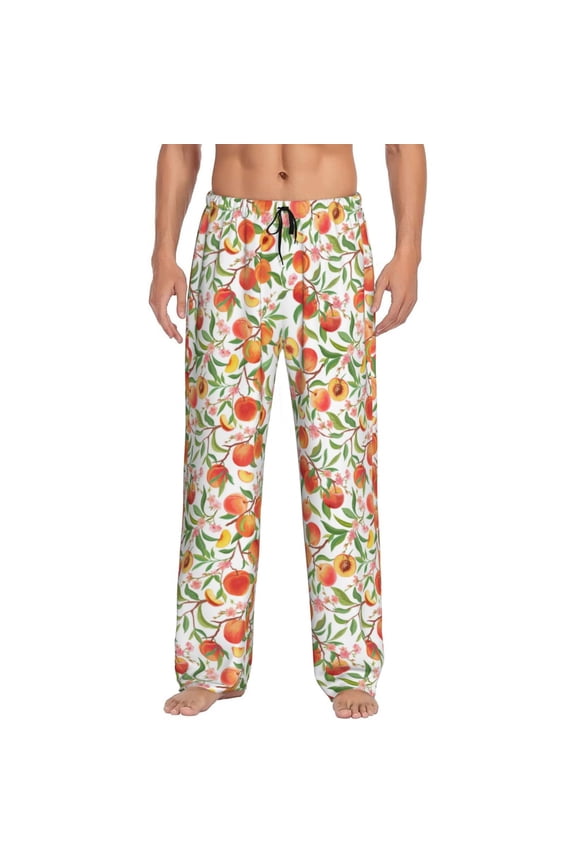 Fruits Peach2 Pajama Pants Men, PJ Bottoms, Sleep & Lounge Pants-Small