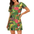 thumbnail image 1 of Naloa Fruits Vegetables And Berries Print Women Nightgowns,Womens Loungewear,Short Sleeve Sleepwear,Comfy Ladies Nightdress, 1 of 6