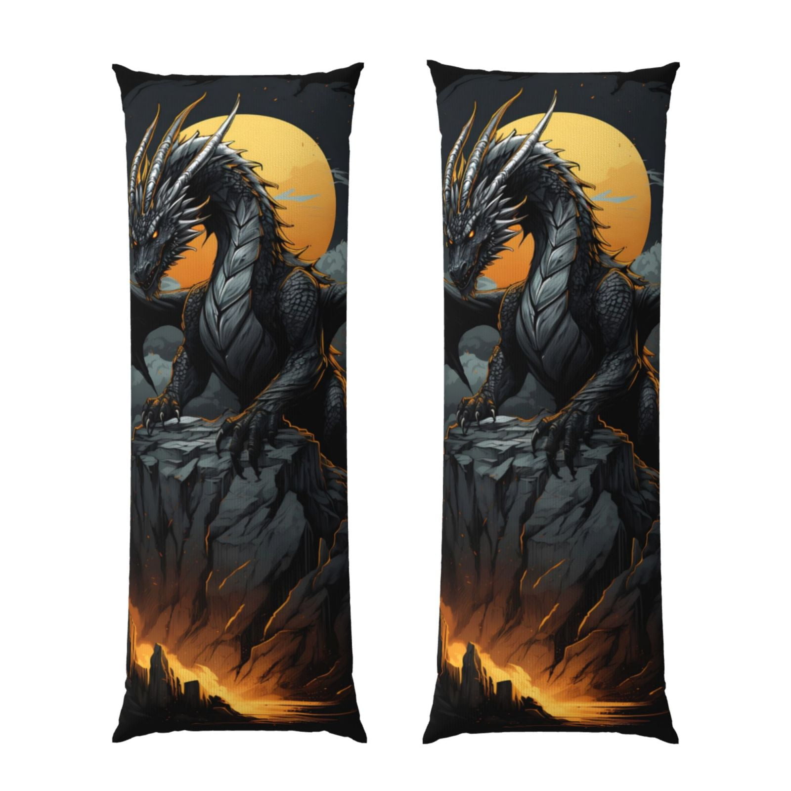 Naloa Full Moon Black Dragon Super Soft 20x60 Body Pillow Case,Long Side Hidden Zipper（PILLOWS ARE NOT INCLUDED）