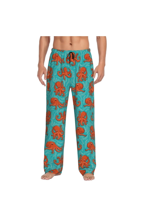 Fun Octopus Pajama Pants Men, PJ Bottoms, Sleep & Lounge Pants-Medium
