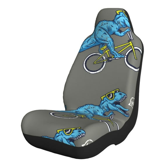 Naloa Fun Riding Dinosaur Car Seat Covers 2PCs Front Car Seat Covers Universal fit for Most Cars SUVs and Trucks - 2 PCS