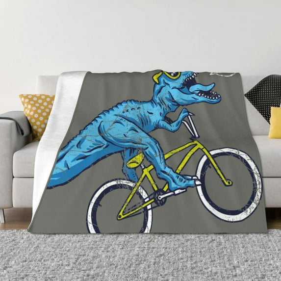 Naloa Fun Riding Dinosaur Flannel Blankets - Thick and Warm Blanket for Winter, Soft Fuzzy Plush King Blanket for All Seasons60"x50"