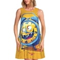 thumbnail image 1 of Naloa Funny Alarm Clock Illustration Print Women's Summer Spring Casual Beach Sundress,Vacation Sleeveless Tank Crewneck Loose Dresses, 1 of 7