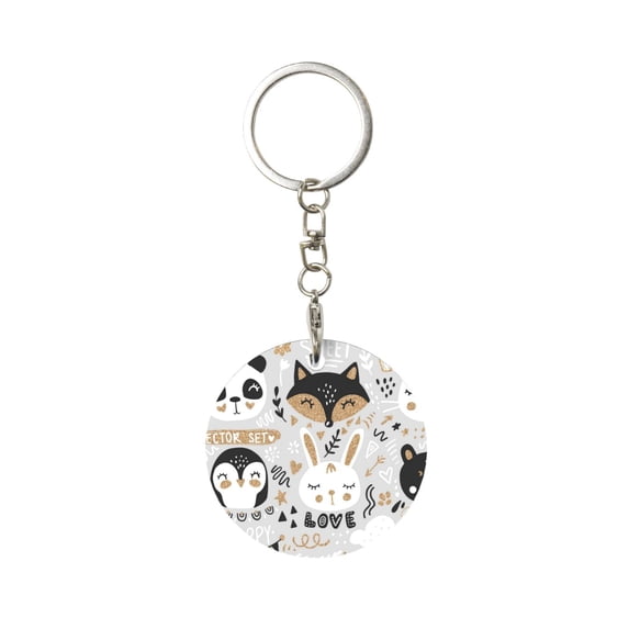 Naloa Funny Animals Series Print Round Keychain Keychain Key Ring, Key Tag, Key Chain Bulk for Gift Accessories (Round)
