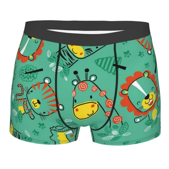 Naloa Funny Animals in Jungle Print Mens Underwear - Boxers for Men, Classic Briefs for Men