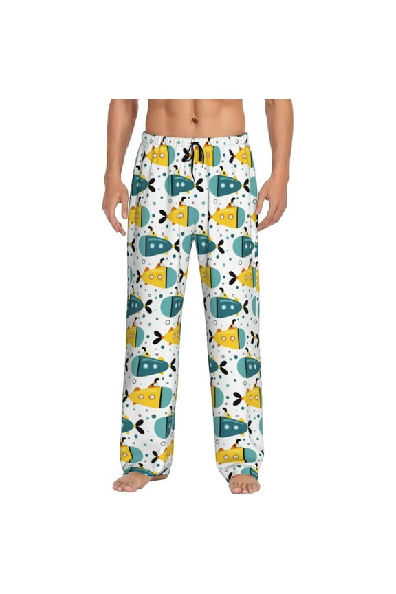 Funny Boats Pajama Pants Men, PJ Bottoms, Sleep & Lounge Pants-Medium