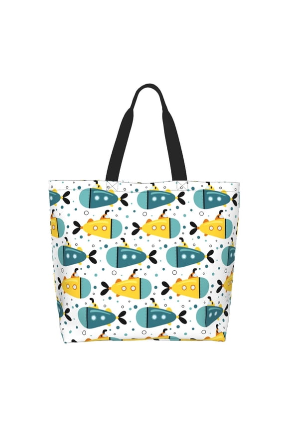 Funny Boats Tote Bag for Women Large Capacity Shoulder Bag for College Work Travel Shopping