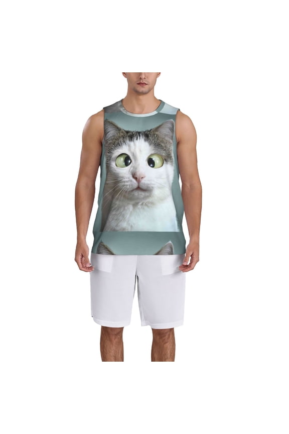 Funny Cat Basketball Jersey Reversible Men's Mesh Athletic Sports Shirts Training Practice S-4XL4X-Large