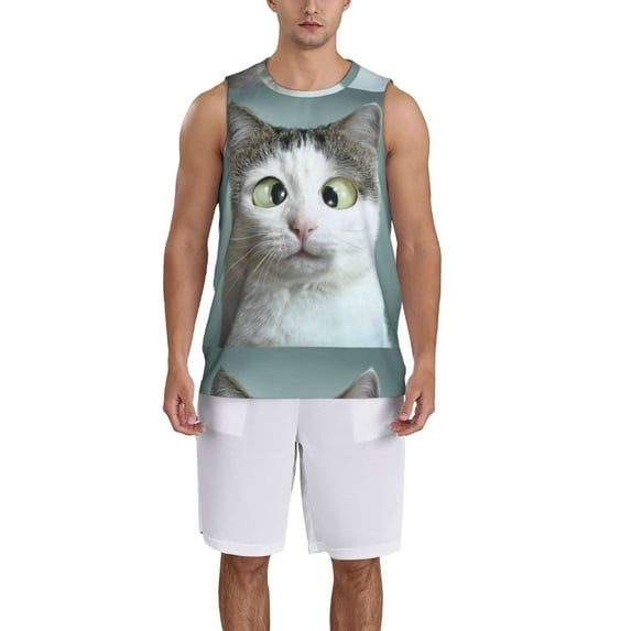 Naloa Funny Cat Basketball Jersey Reversible Men's Mesh Athletic Sports Shirts Training Practice S-4XL4X-Large