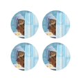 thumbnail image 1 of Naloa Funny Cat Taking a Bath Leather Coasters for Drinks, Durable Drink Coasters 4 Set for Tabletop Protection, Luxurious Home Décor and Housewarming Gift ( {designName})Round Shape, 1 of 6