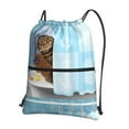thumbnail image 1 of Naloa Funny Cat Taking a Bath Drawstring Backpack String Bag Cinch Water Resistant for Gym Shopping Sport Yoga, 1 of 6