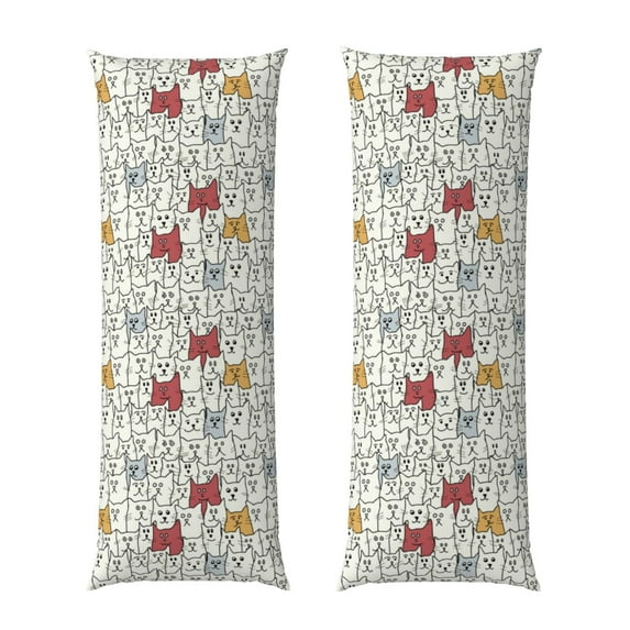 Naloa Funny Cat White Body Pillow Cover, Pillowcases with Hidden Zipper Breathable Long Pillow Case (Pillows are not included,20x54 inch)