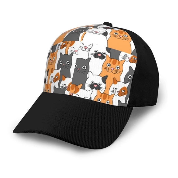 Naloa Funny Cats Adult adjustable Print Baseball Hat, Patchwork curved brim baseball capfor Men and Women, One Size