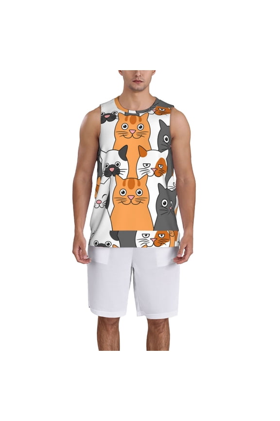 Funny Cats Basketball Jersey Reversible Men's Mesh Athletic Sports Shirts Training Practice S-4XL3X-Large