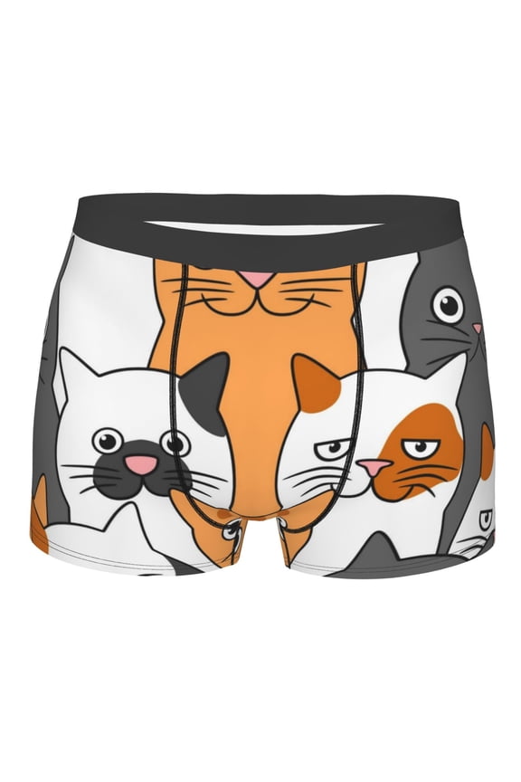 Funny Cats Print Mens Underwear - Boxers for Men, Classic Briefs for Men