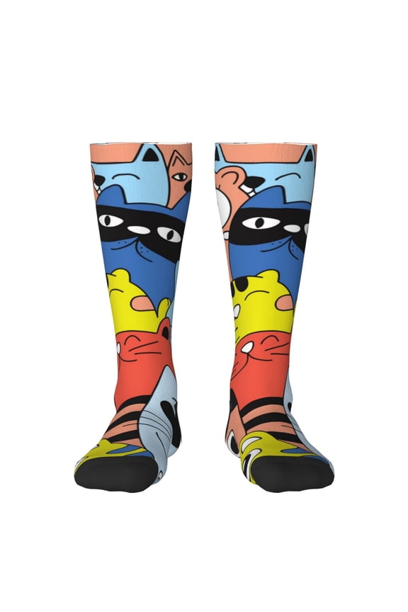 Funny Cats Thigh High Socks Extra Long Stretchy Sock Women Over Knee High Opaque Stocking Daily Wear