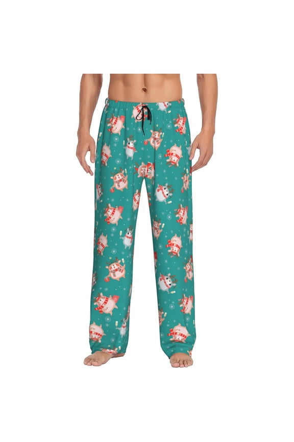 Funny Christmas Deer Pajama Pants Men, PJ Bottoms, Sleep & Lounge Pants-XX-Large