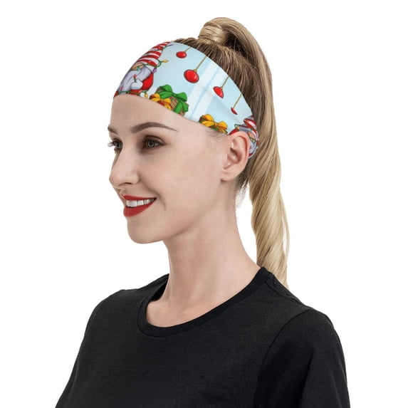 Naloa Funny Christmas Gnome Fashionable Sport Sweatband for Running, Yoga, Basketball - Head Circumference 19.6-22.4 inches