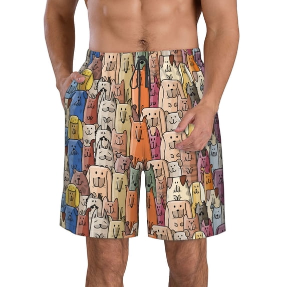 Naloa Funny Dogs Family Men's Beach Shorts, Surfing shorts, Swim trunks, Quick Dry Swim Trunks for Surfing Beach Fun - 3X-Large