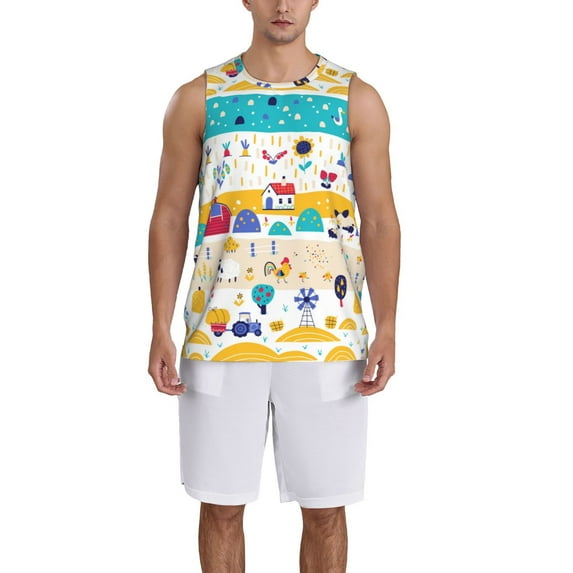 Naloa Funny Farm Basketball Jersey Reversible Men's Mesh Athletic Sports Shirts Training Practice S-4XLMedium
