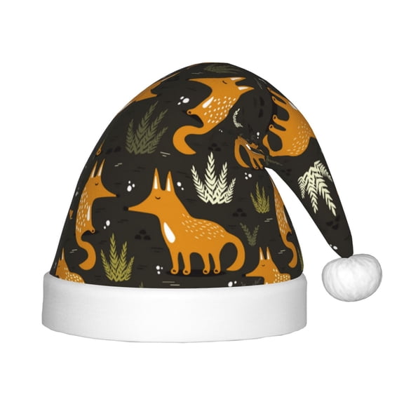 Naloa Funny Fox by the Field Santa Hat for Kids Baby Christmas Hats,Girls Boys Toddler Plush Xmas Holiday Hat,Luxury Santa Claus Hat