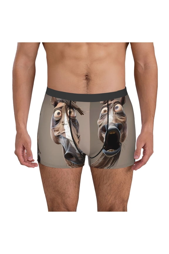 Funny Horse Faces Expressions Mens Underwear - Boxers for Men, Mens Boxer Briefs, Classic Briefs for Men-Large