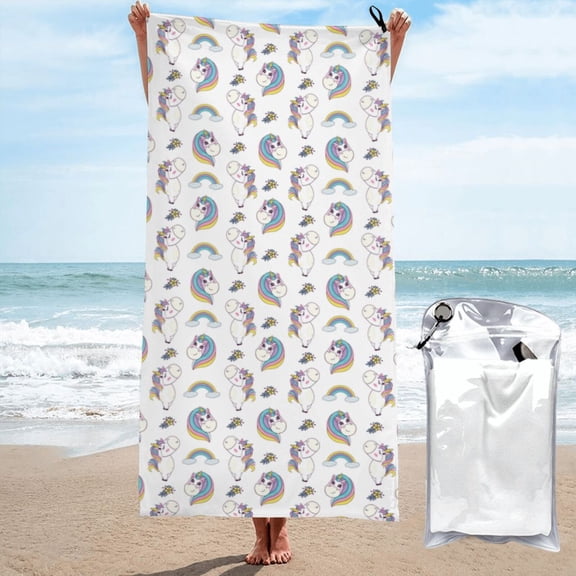 Naloa Funny Kawaii Unicorns Dancing Microfiber Ultra Soft Highly Absorbent Bath Towel, Quick Drying Towels for Body, Sport, Yoga, SPA, Fitness-31.5"x63"