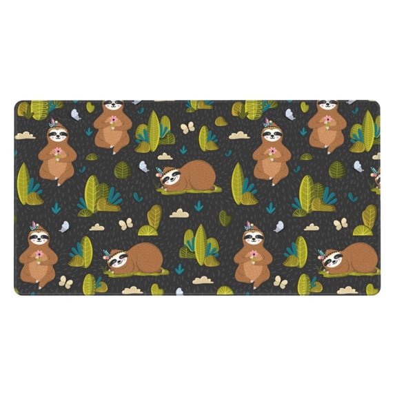 Naloa Funny Sloths In The Forest Gaming Mouse Pad Large Mouse Mat Long Extended Desk Pad Non-Slip Rubber Mice Pads Stitched Edges Thin Pad (16x29.5 Inch)