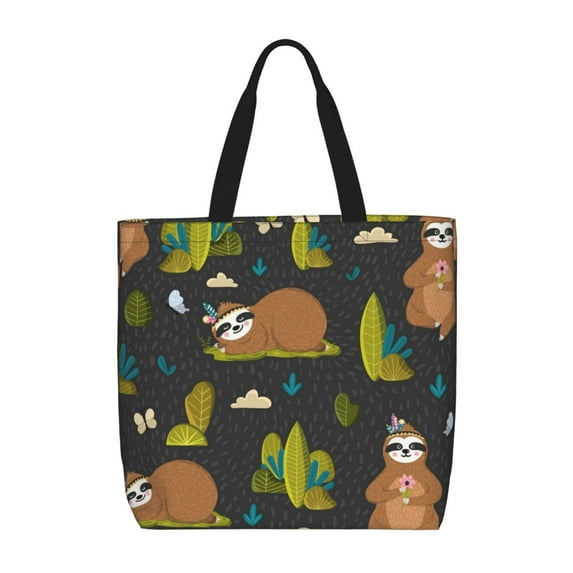 Naloa Funny Sloths In The Forest Tote Bag for Women, Foldable Tote Bag With Zipper, Large Shoulder Bag, Top Handle Handbag for Travel, Work, Shopping