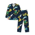 thumbnail image 1 of Naloa Funny Spaceships Men’s Pajamas Set - Long Sleeve Button Down Sleep Shirt and Pajama Bottoms Sleepwear Set-Medium, 1 of 7