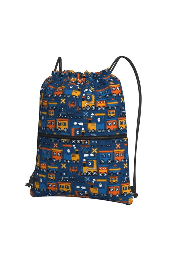 Funny Steam Train Drawstring Backpack String Bag Cinch Water Resistant for Gym Shopping Sport Yoga