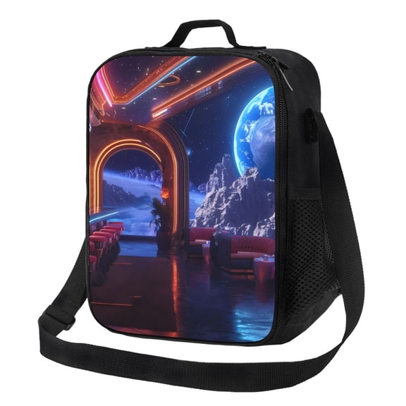 Naloa Futuristic Bar Space View Lunch box Lunch bag for men women Large capacity Lunchbox Insulated Lunch bag Lunch box cooler