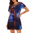 thumbnail image 1 of Naloa Futuristic Bar Space View Print Women Nightgowns,Womens Loungewear,Short Sleeve Sleepwear,Comfy Ladies Nightdress, 1 of 6