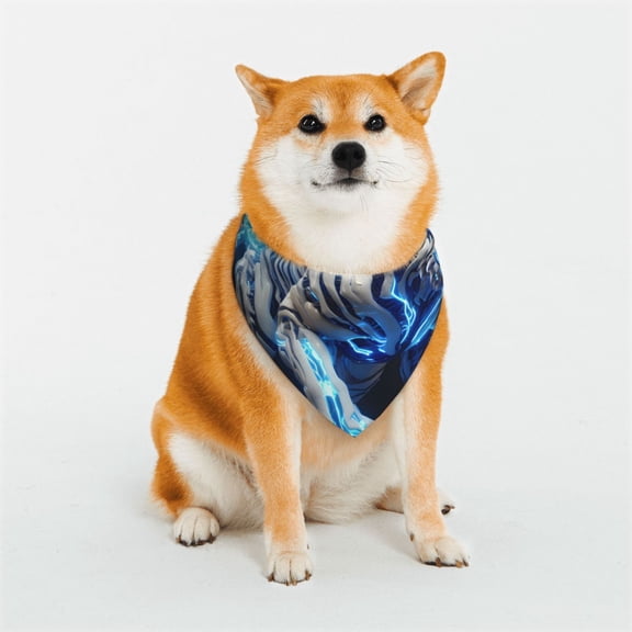 Naloa Futuristic Blue Light White Tiger Dog Bandana Large and Small-Dog Scarf Bib Handkerchief Accessories for Dogs and Cats(S-L)-Small