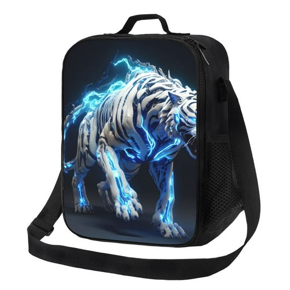 Naloa Futuristic Blue Light White Tiger Lunch box Lunch bag for men women Large capacity Lunchbox Insulated Lunch bag Lunch box cooler