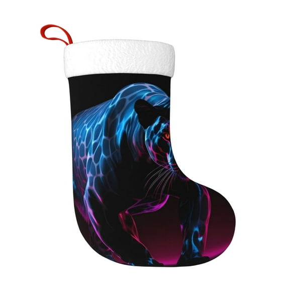 Naloa Futuristic Purple Panther Christmas Stockings Decorations, Xmas Ornaments, DIY Personalized Farmhouse Decor for Home Family Party Tree