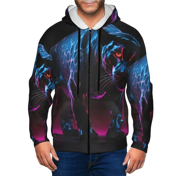 Naloa Futuristic Purple Panther Men’s Hoodies, Zip up Hoodie, Sweatshirts,Hoodies for Men Sizes S-3XL-Small