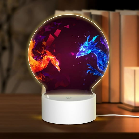 Naloa Futuristic Red And Blue Bird Acrylic LED Night Light Custom LED Lights Personalized Nightlight Customized Gifts for Family Couples Friends