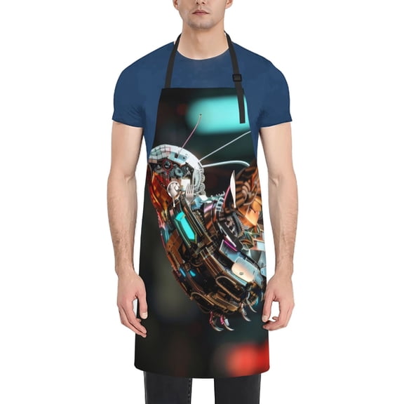 Naloa Futuristic Robot Hummingbird Apron Kitchen Aprons with Pockets for Women Men Chef