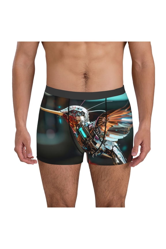Futuristic Robot Hummingbird Mens Underwear - Boxers for Men, Mens Boxer Briefs, Classic Briefs for Men-XX-Large
