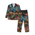 thumbnail image 1 of Naloa Galactic Jungle Dinosaurs Men’s Pajamas Set - Long Sleeve Button Down Sleep Shirt and Pajama Bottoms Sleepwear Set-Small, 1 of 7