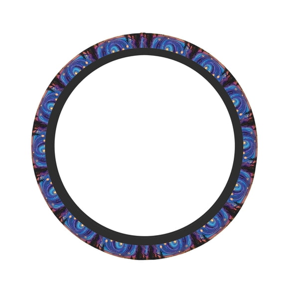 Naloa Galactic Night Over Meadow Elastic Steering Wheel Cover, Auto Steering Wheel Cover 15 Inch, Fit Suvs,Vans Cars,Trucks