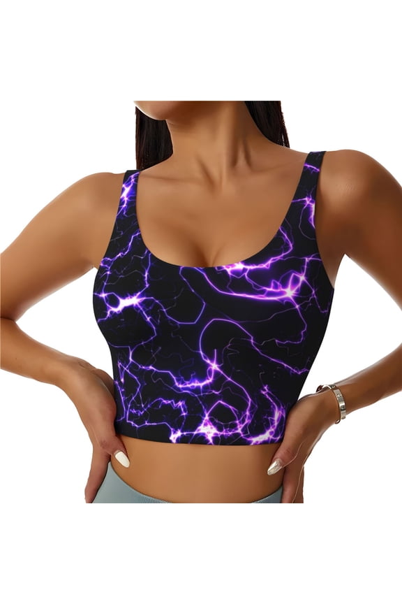 Galaxy Lightning Sports Bras for Women,Sports Bras for Women High Support with Removable Pads-