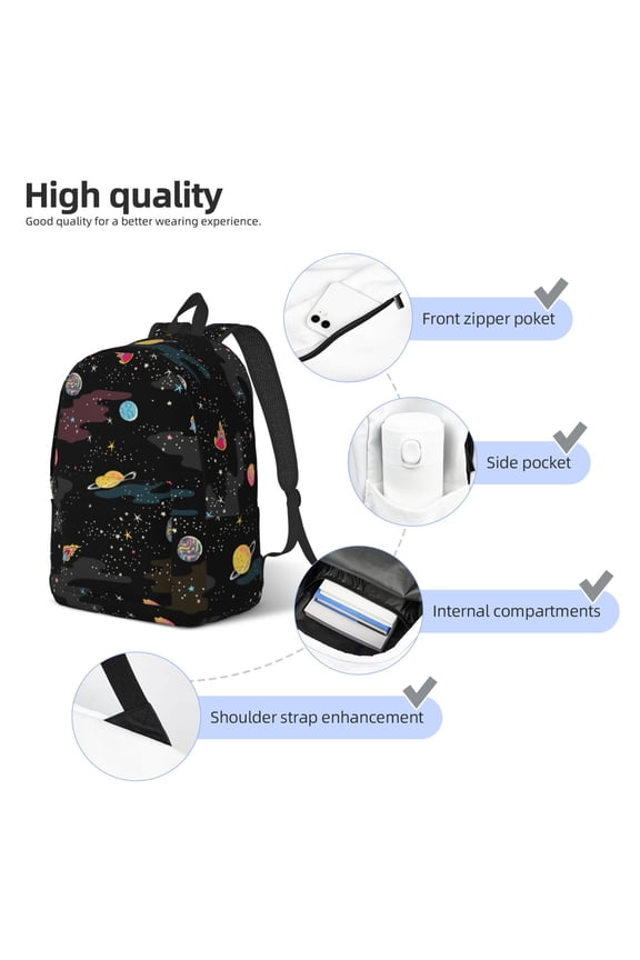 Galaxy Print Durable Canvas College Rucksack,Laptop Excursion Backpack,Travel Notebook School Backpack,Bookbag For Men Women